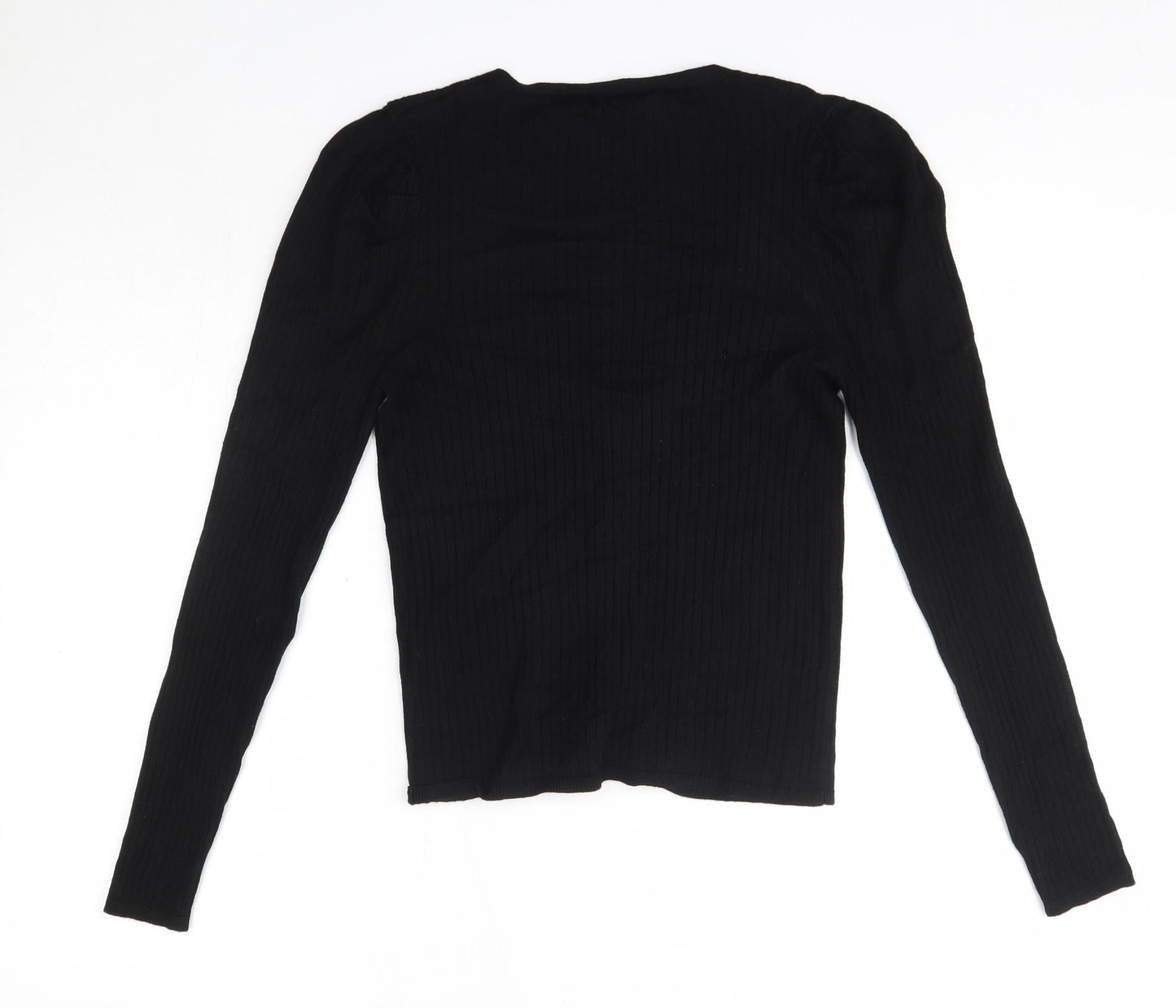 Lefties Womens Black V-Neck  Cotton Cardigan Jumper Size M