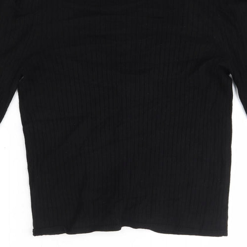 Lefties Womens Black V-Neck  Cotton Cardigan Jumper Size M