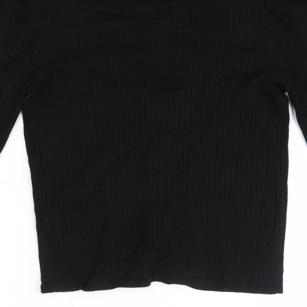 Lefties Womens Black V-Neck  Cotton Cardigan Jumper Size M