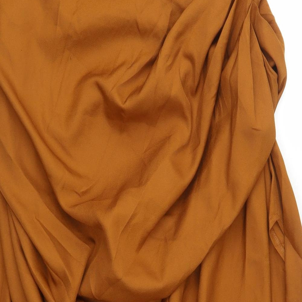 PRETTYLITTLETHING Womens Orange  Polyester A-Line Skirt Size 16
