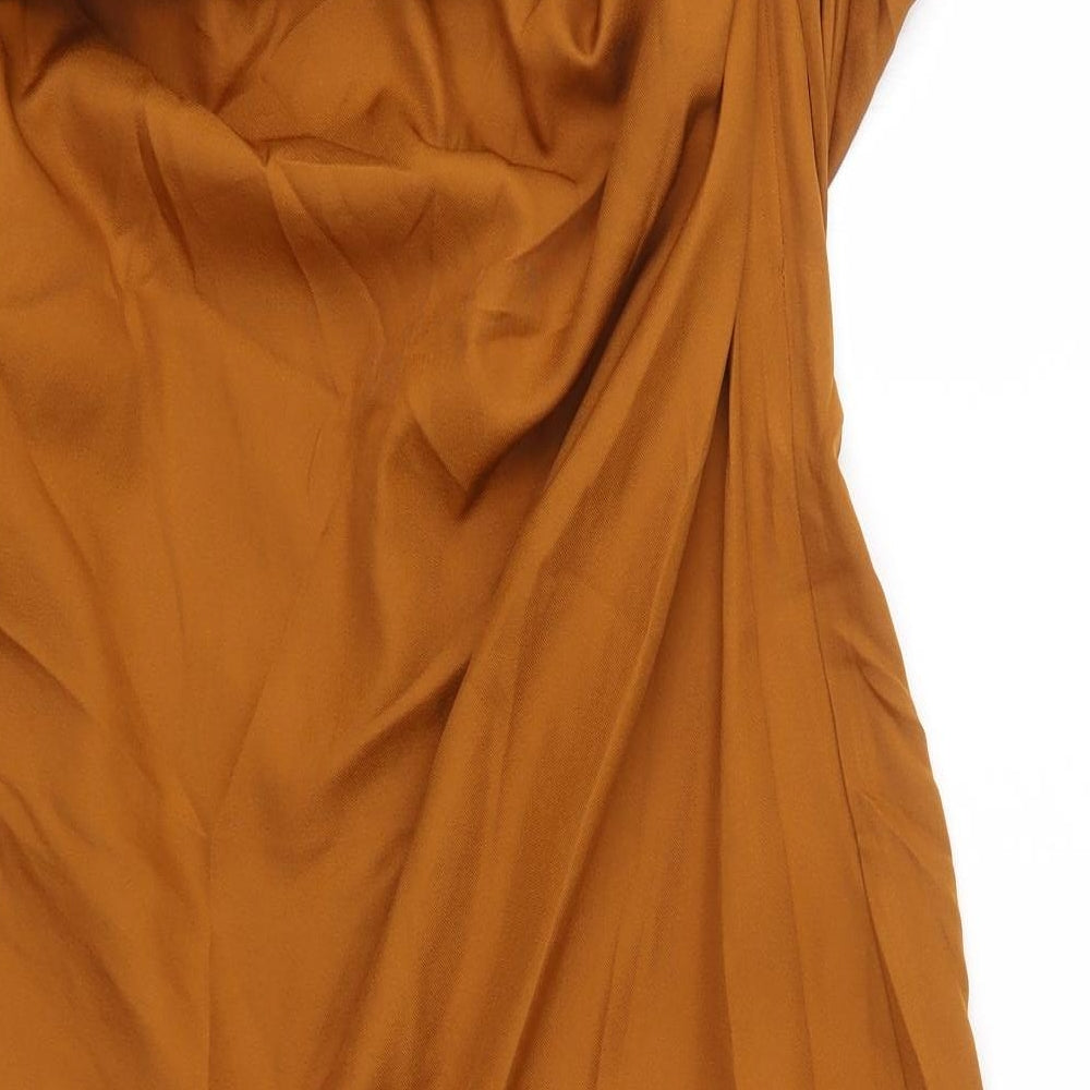 PRETTYLITTLETHING Womens Orange  Polyester A-Line Skirt Size 16