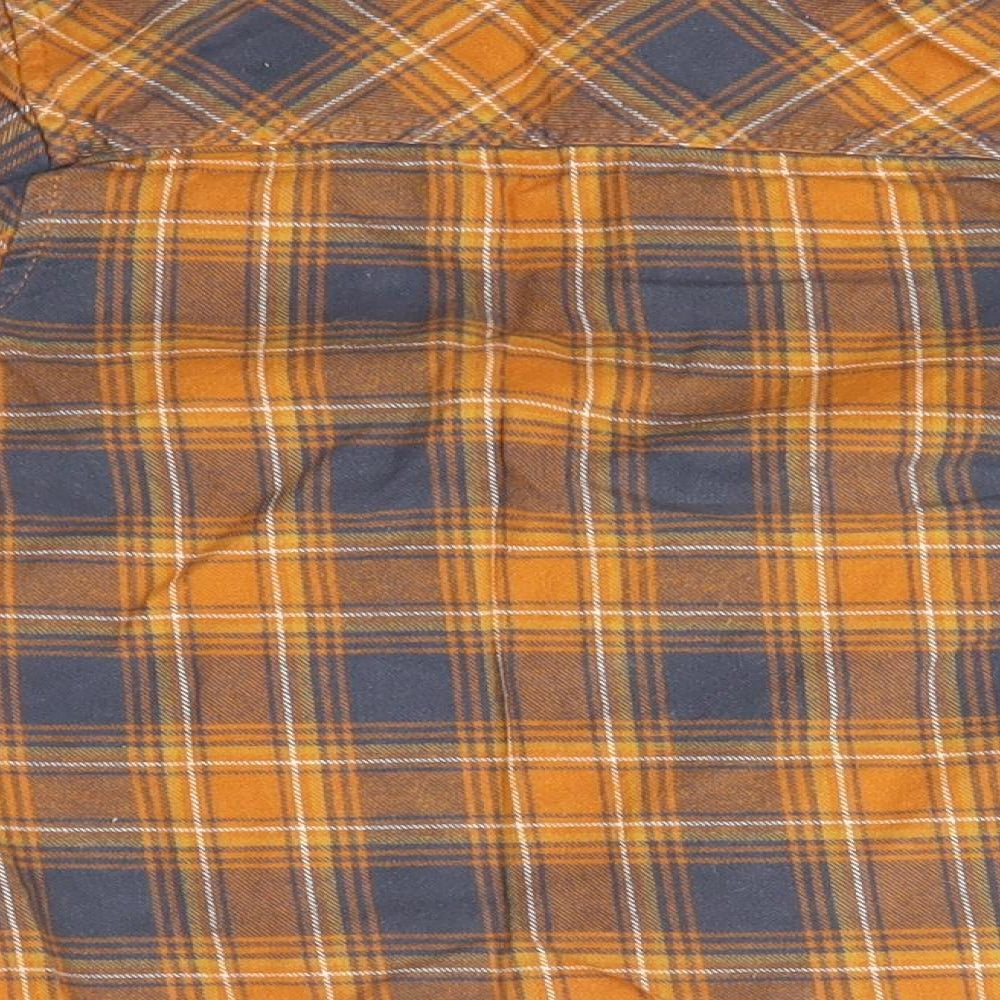 TU Boys Orange Check 100% Cotton Basic Button-Up Size 5-6 Years Collared