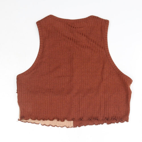 SheIn Womens Brown  Polyester Basic Tank Size L Round Neck