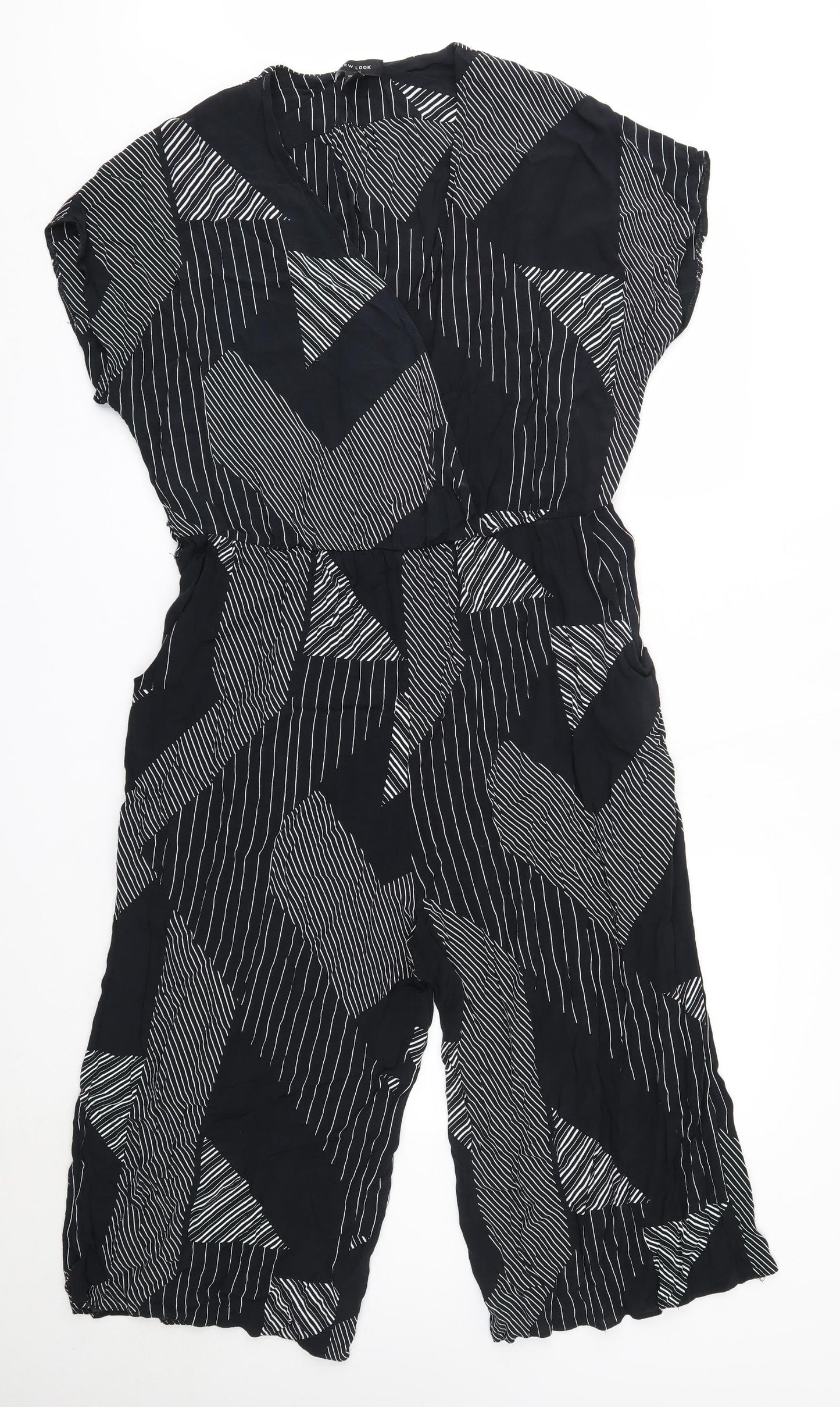 New Look Womens Black  Viscose Jumpsuit One-Piece Size 18