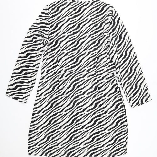 PRETTYLITTLETHING Womens Multicoloured Striped Polyester Shirt Dress  Size 18  V-Neck
