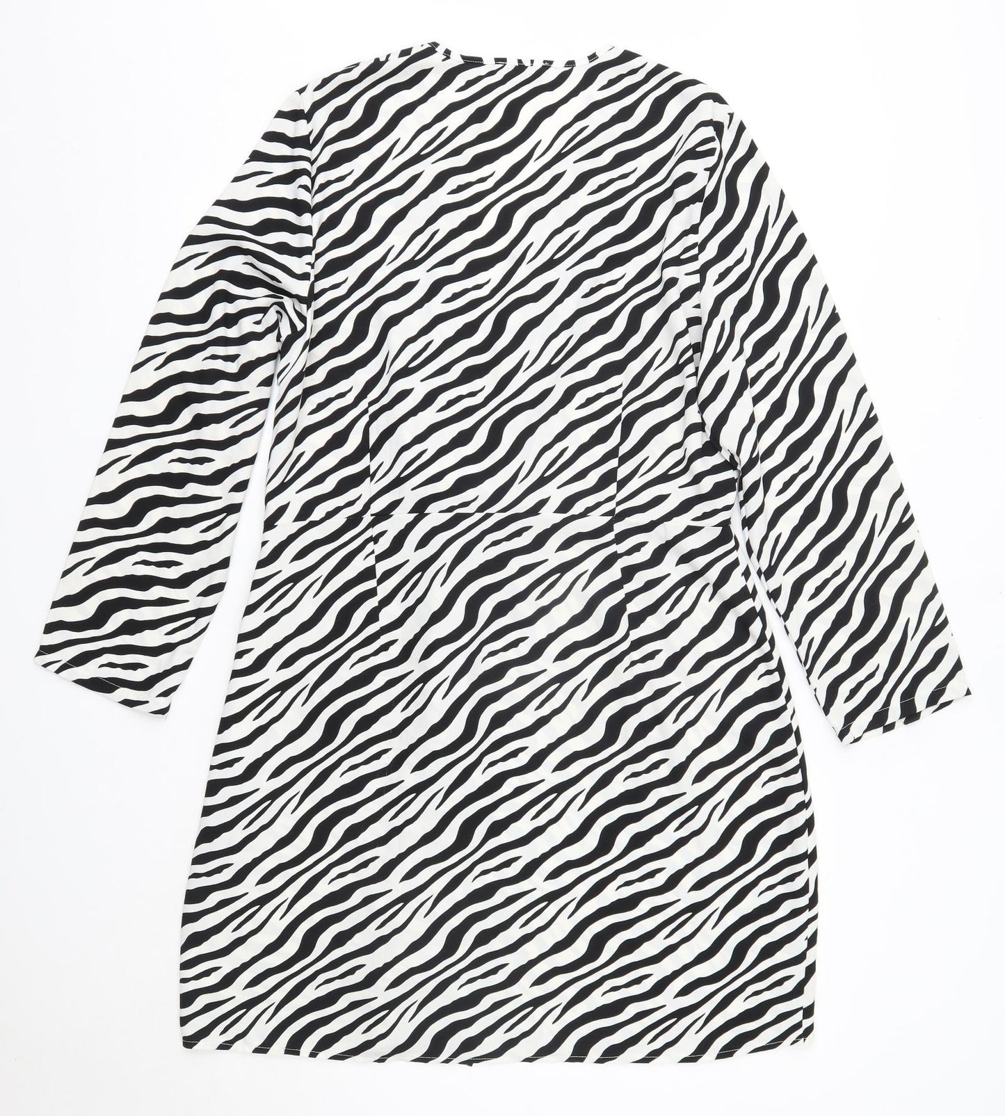 PRETTYLITTLETHING Womens Multicoloured Striped Polyester Shirt Dress  Size 18  V-Neck