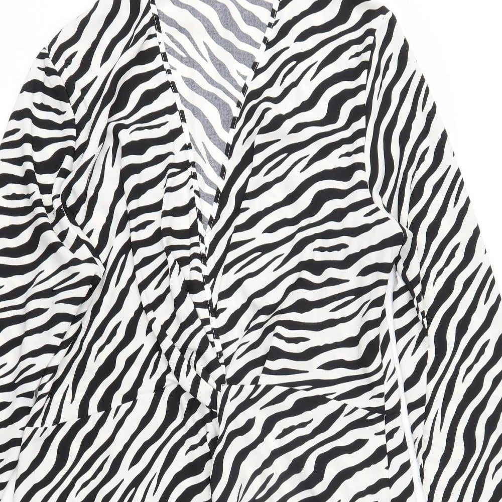 PRETTYLITTLETHING Womens Multicoloured Striped Polyester Shirt Dress  Size 18  V-Neck