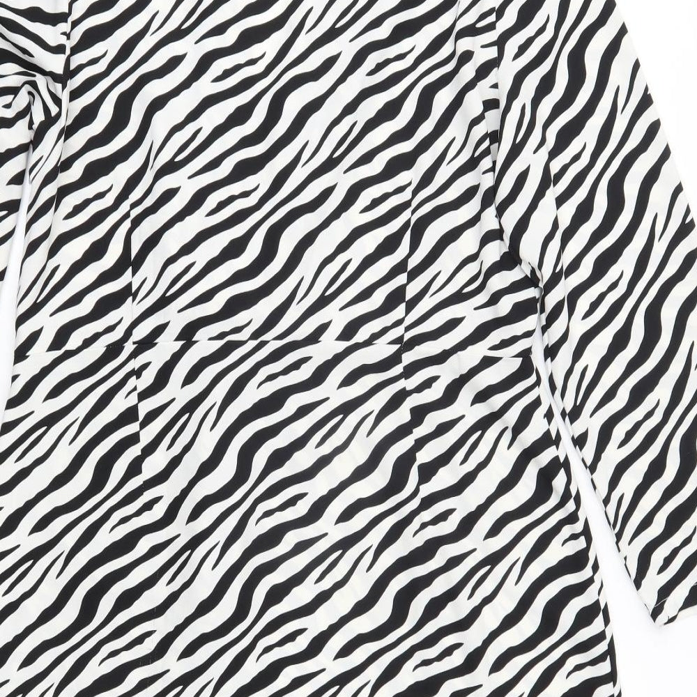 PRETTYLITTLETHING Womens Multicoloured Striped Polyester Shirt Dress  Size 18  V-Neck