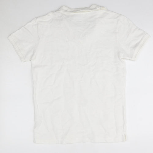 Zara Mens White  Cotton  Button-Up Size M Round Neck