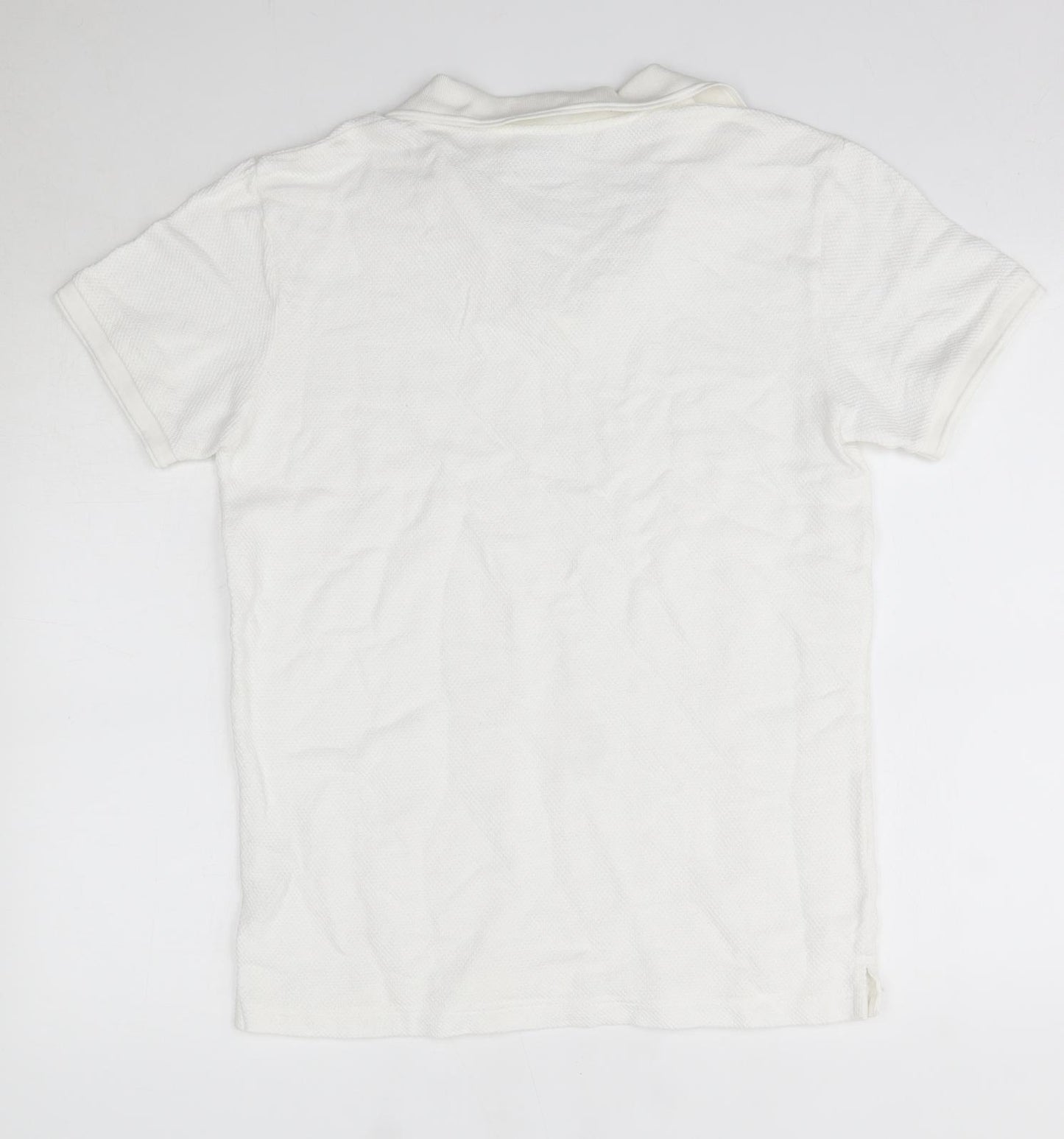 Zara Mens White  Cotton  Button-Up Size M Round Neck