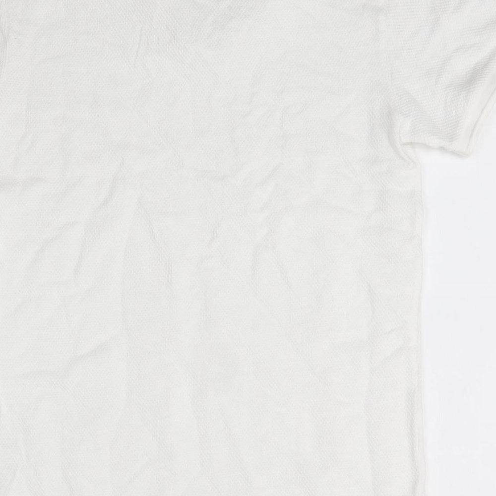 Zara Mens White  Cotton  Button-Up Size M Round Neck