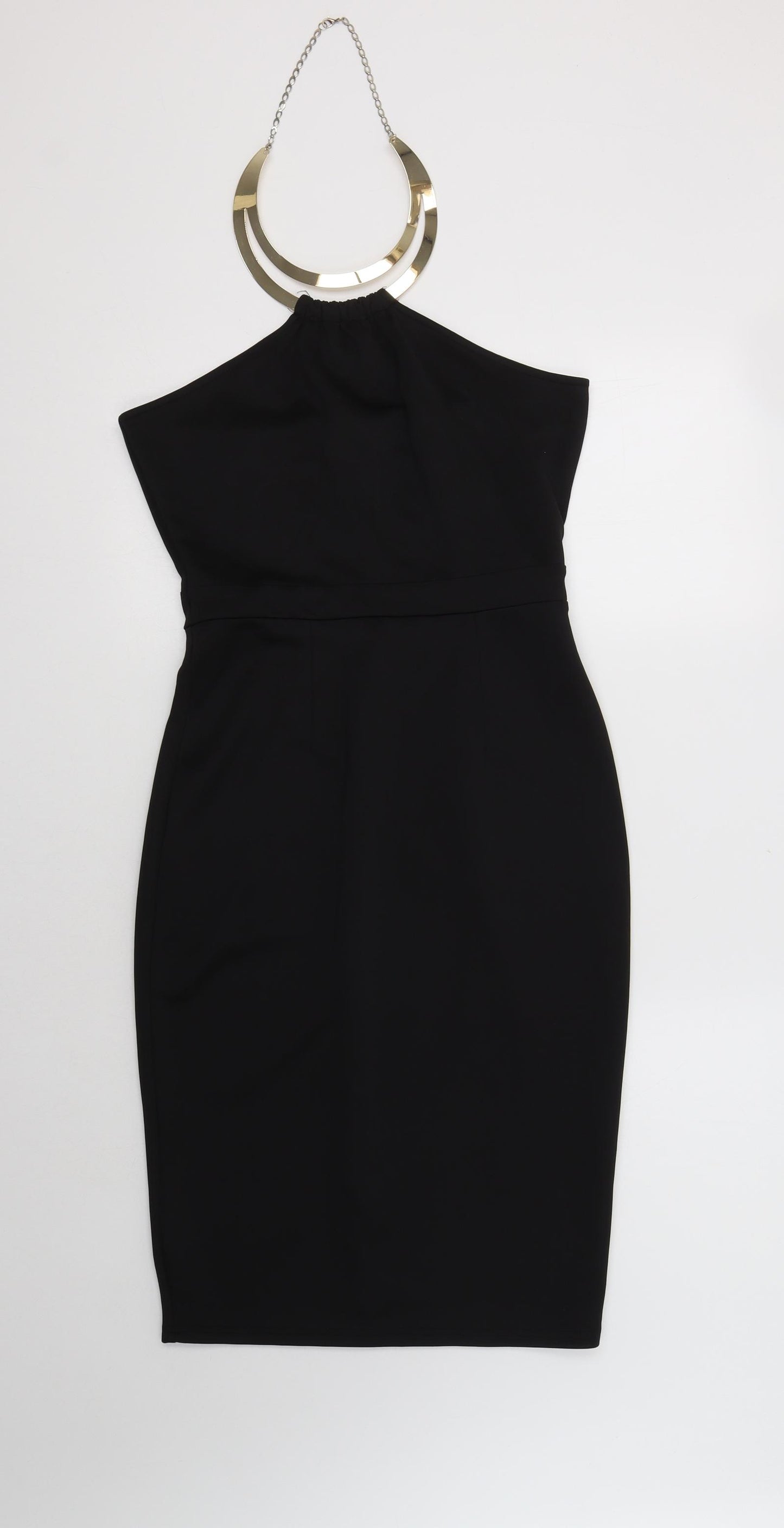 Missguided Womens Black  Polyester Bodycon  Size 12  Halter Zip - Necklace