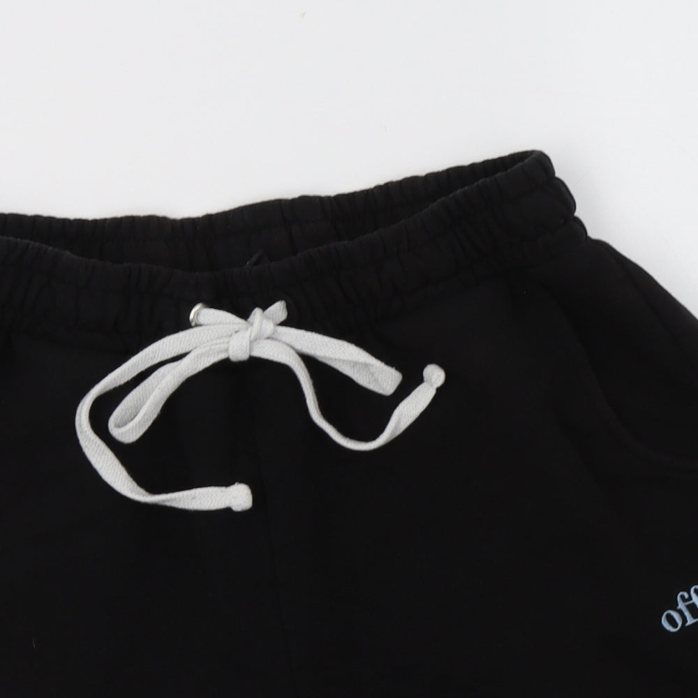 Boohoo Man Mens Black  Cotton Sweat Shorts Size M L6 in Regular Drawstring