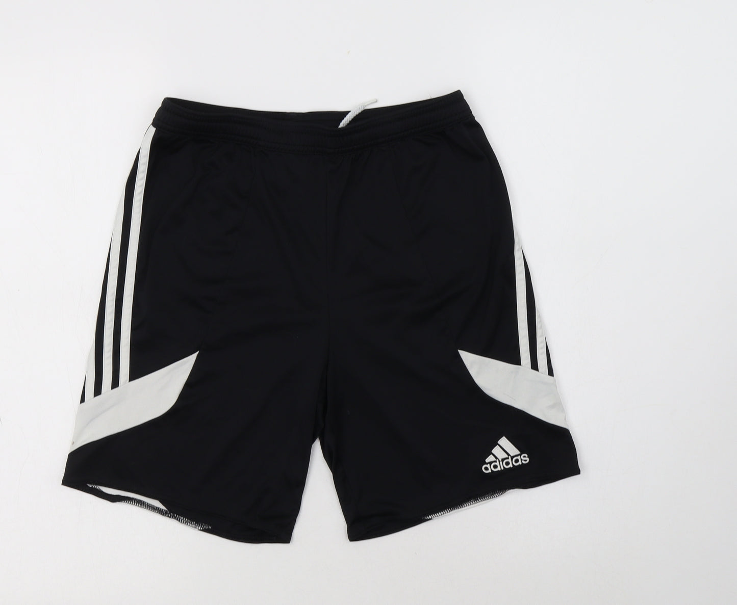 adidas Boys Black Striped Polyester Sweat Shorts Size 14-15 Years  Regular Drawstring