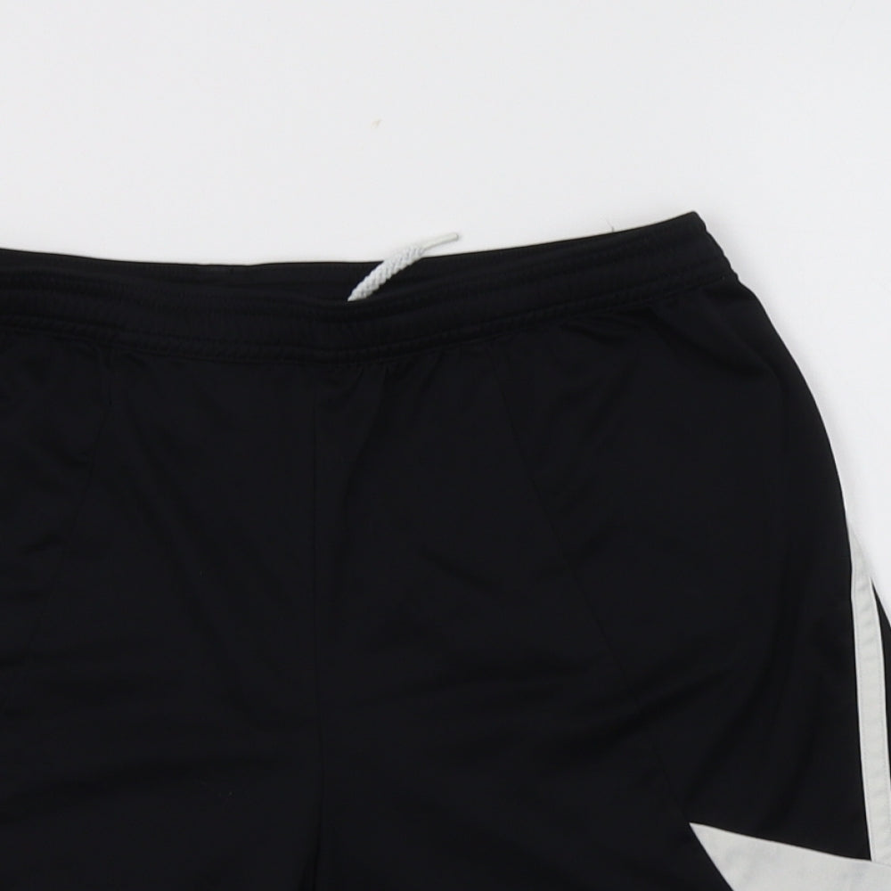 adidas Boys Black Striped Polyester Sweat Shorts Size 14-15 Years  Regular Drawstring