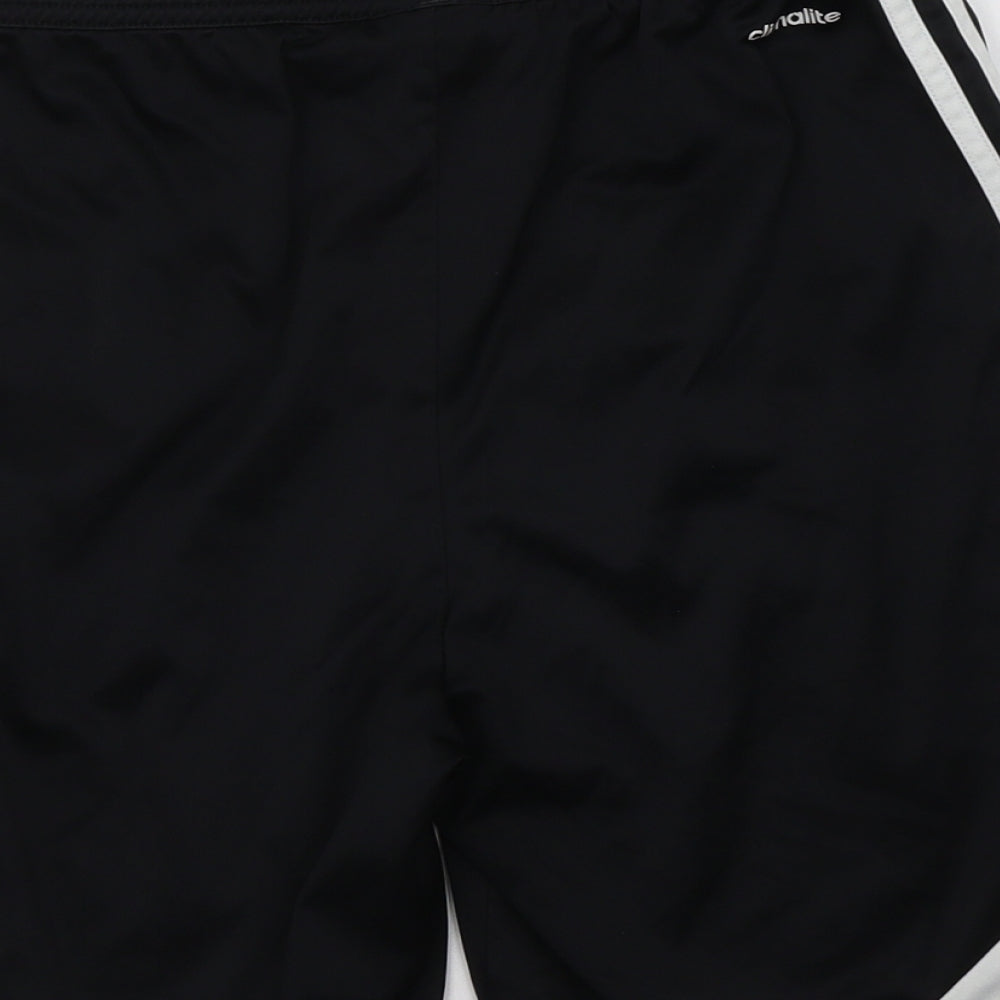 adidas Boys Black Striped Polyester Sweat Shorts Size 14-15 Years  Regular Drawstring