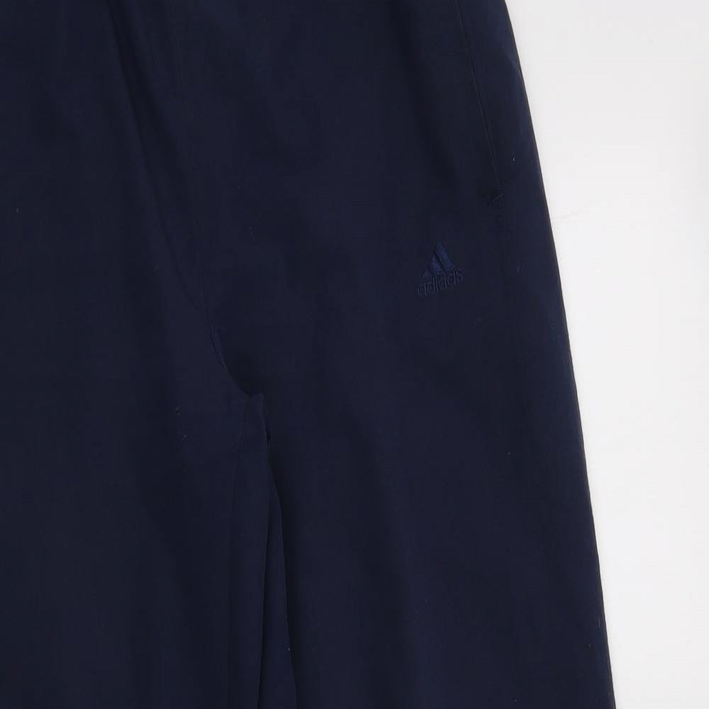 adidas Womens Blue  Polyester Jogger Trousers Size 12 L31 in Regular Drawstring