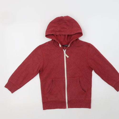 George Boys Red  Cotton Full Zip Hoodie Size 5-6 Years  Zip