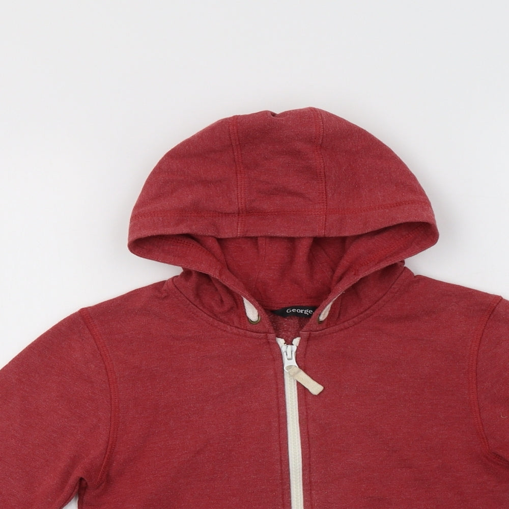 George Boys Red  Cotton Full Zip Hoodie Size 5-6 Years  Zip