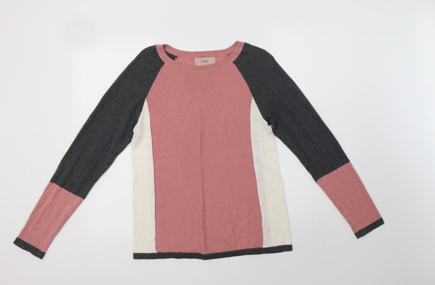 NEXT Womens Pink Crew Neck Geometric  Pullover Jumper Size 8