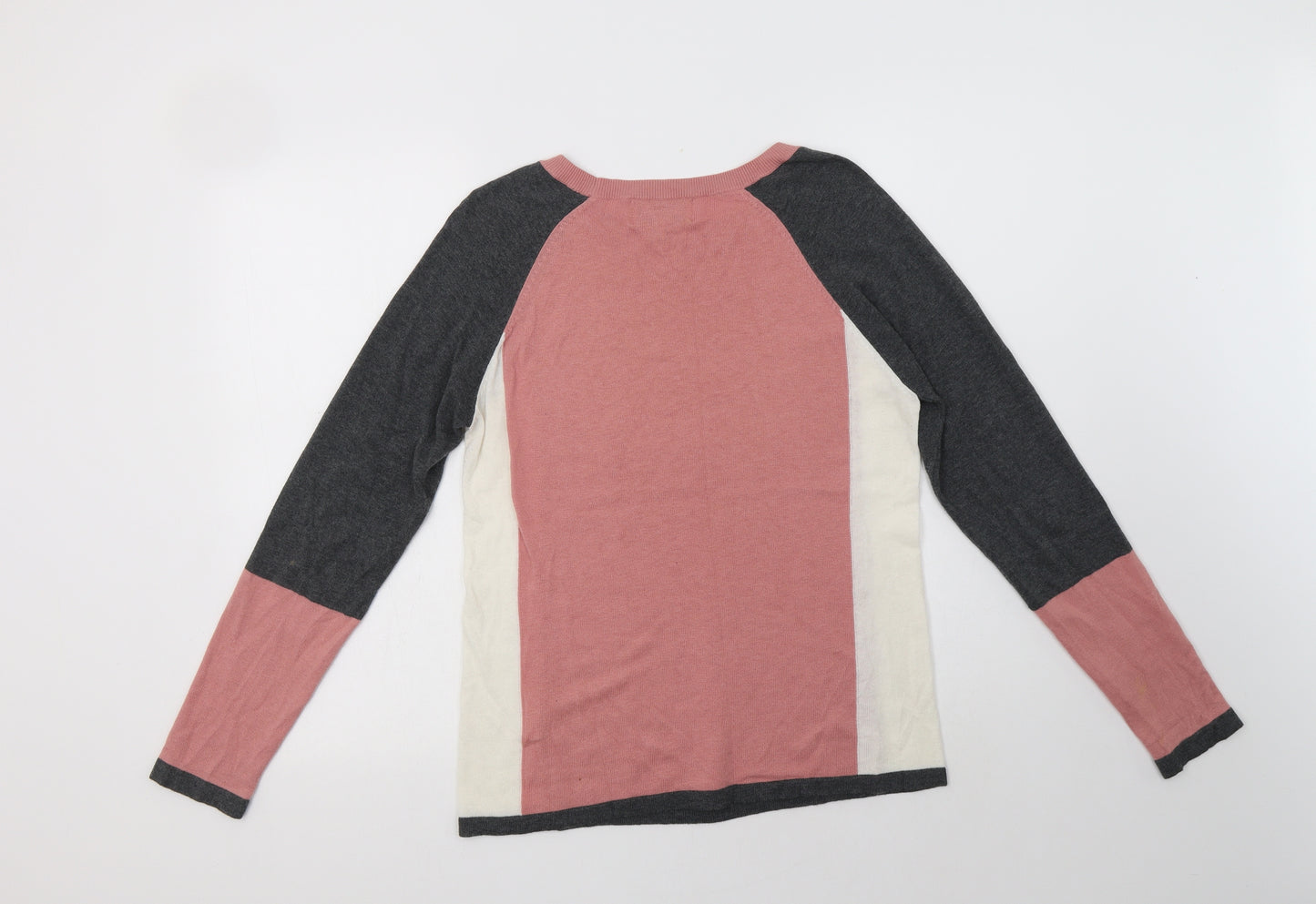 NEXT Womens Pink Crew Neck Geometric  Pullover Jumper Size 8