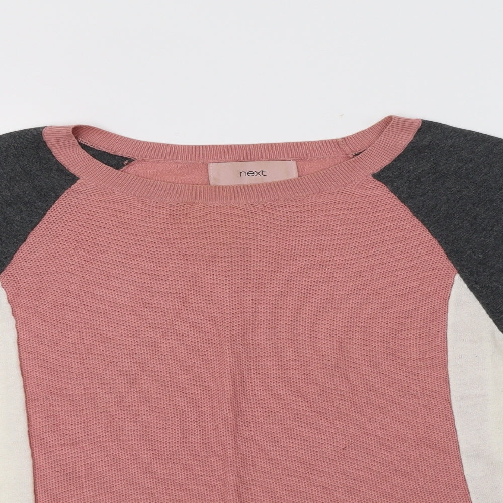 NEXT Womens Pink Crew Neck Geometric  Pullover Jumper Size 8