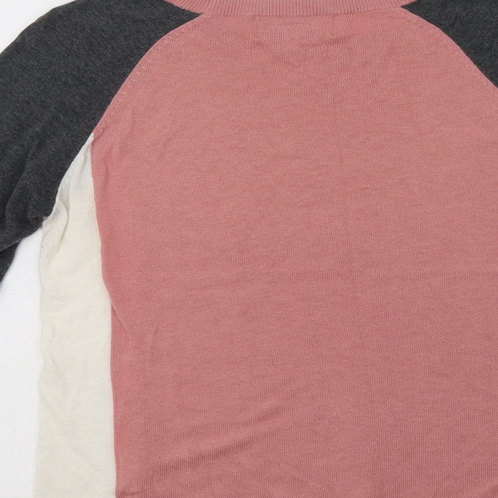 NEXT Womens Pink Crew Neck Geometric  Pullover Jumper Size 8