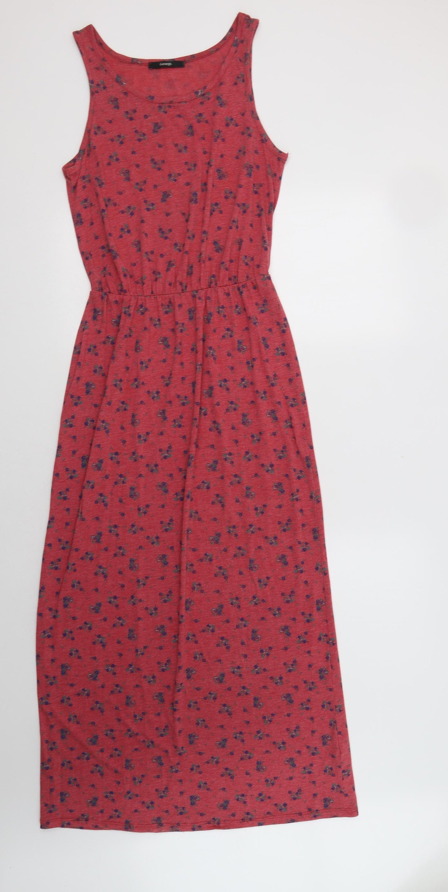 George Womens Red Floral Polyester Maxi  Size 12  Scoop Neck