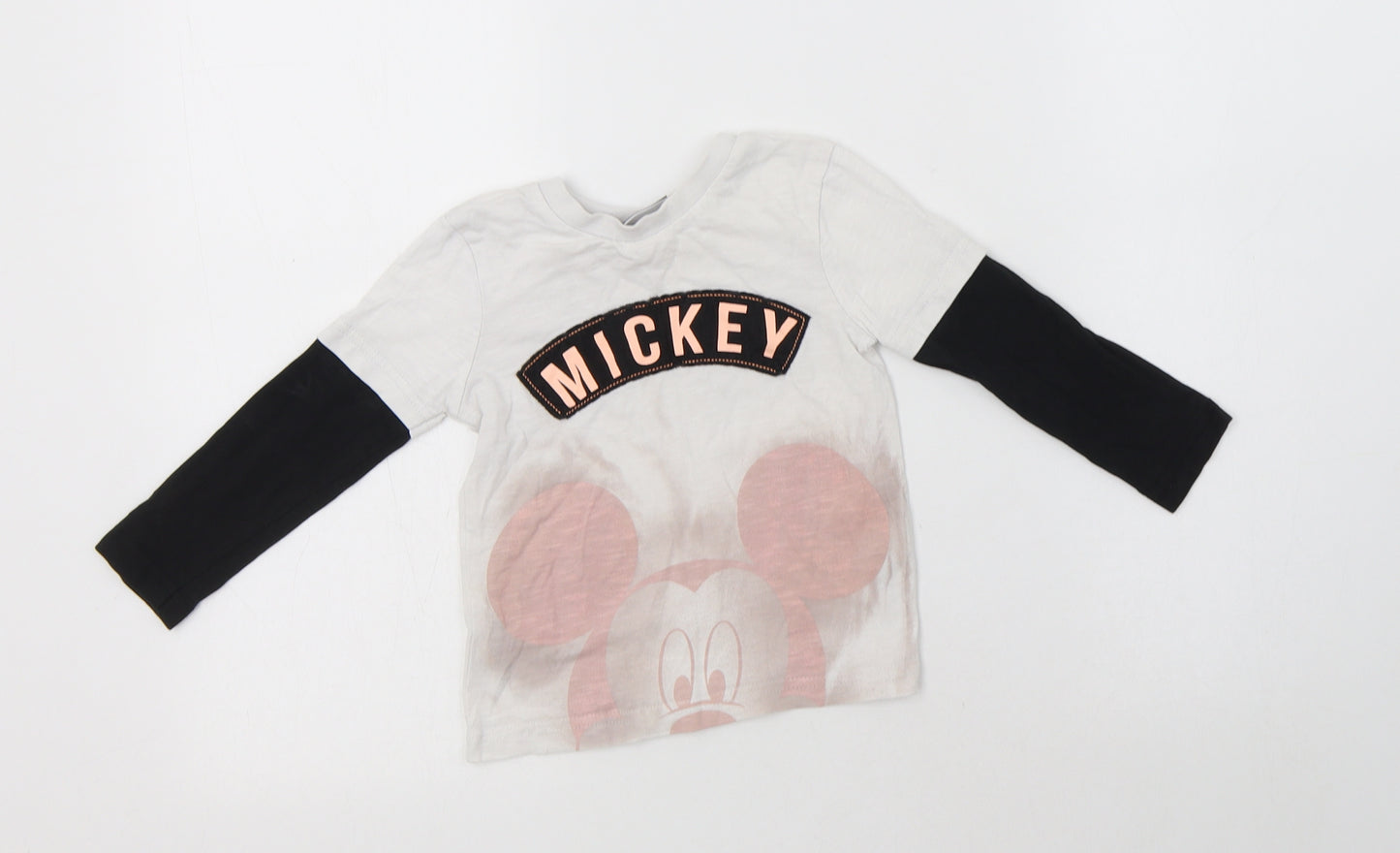 George Baby White  Cotton Basic Polo Size 12-18 Months Crew Neck  - Mickey