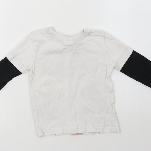 George Baby White  Cotton Basic Polo Size 12-18 Months Crew Neck  - Mickey