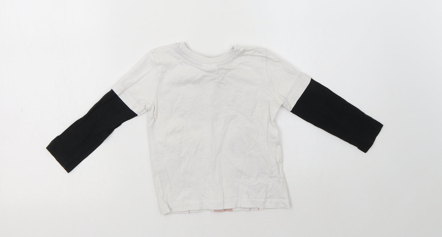 George Baby White  Cotton Basic Polo Size 12-18 Months Crew Neck  - Mickey