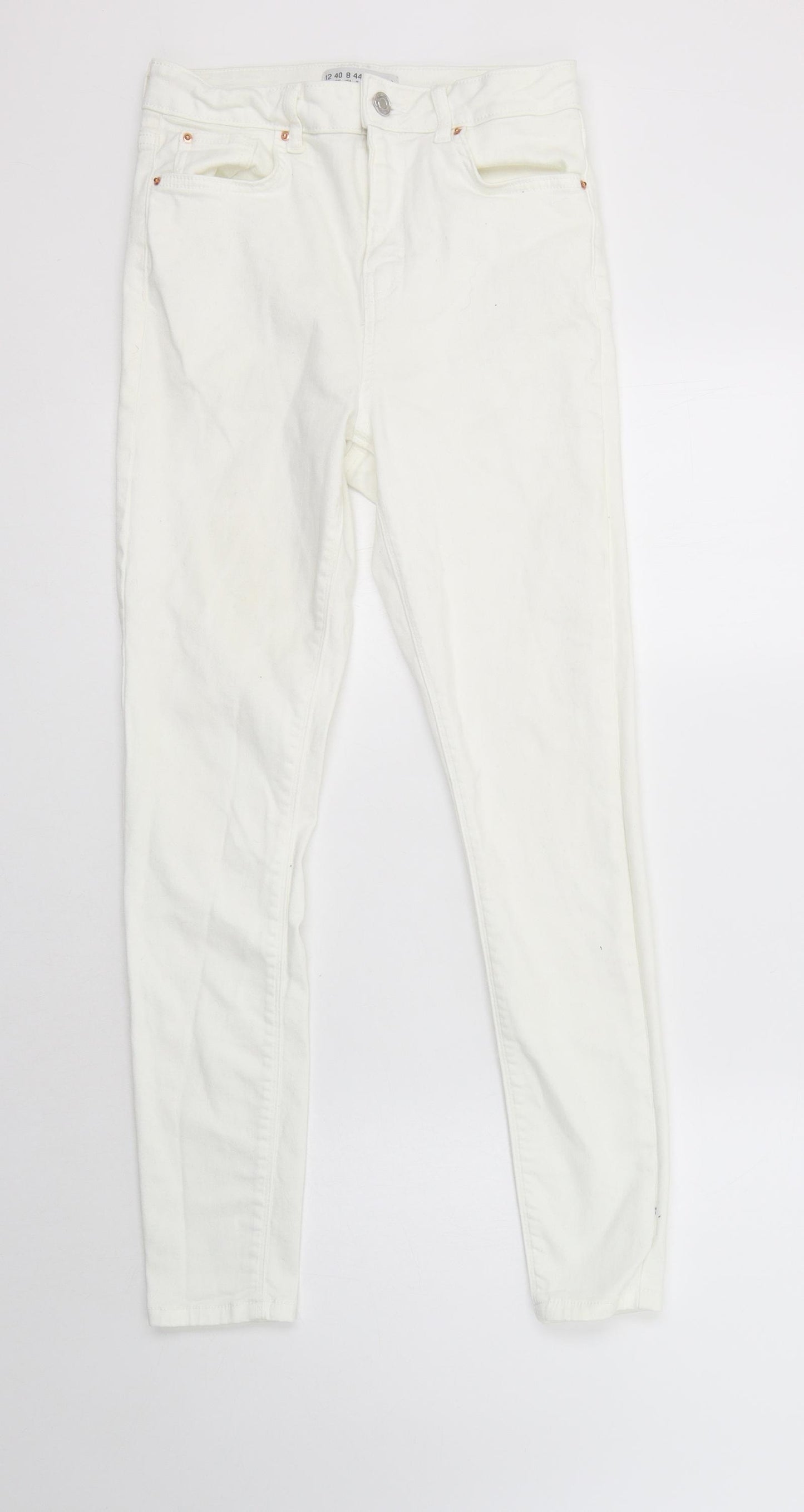 Primark Womens White  Cotton Jegging Jeans Size 12 L28 in Regular Button