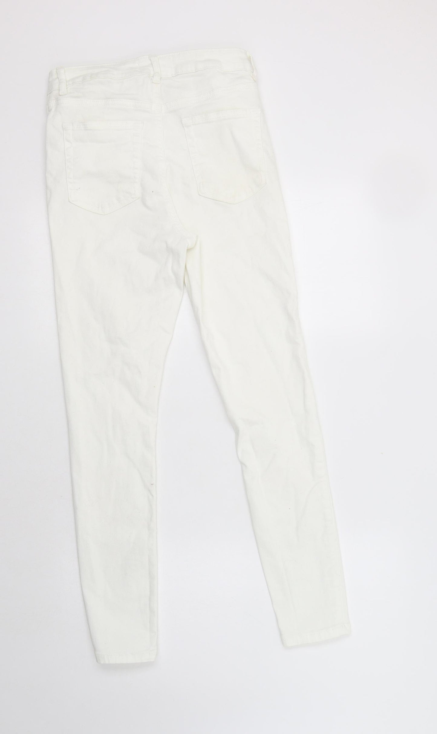 Primark Womens White  Cotton Jegging Jeans Size 12 L28 in Regular Button
