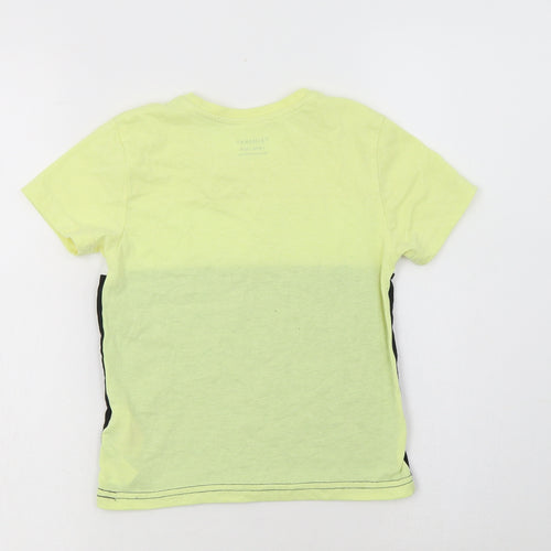 Primark Boys Yellow Colourblock Polyester Basic T-Shirt Size 5-6 Years Crew Neck