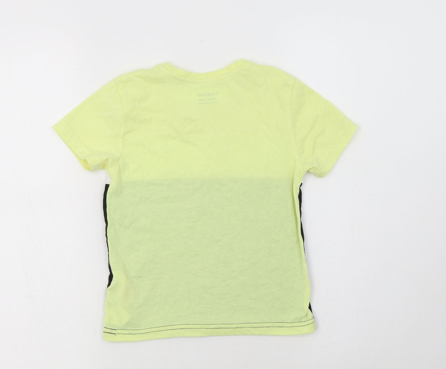 Primark Boys Yellow Colourblock Polyester Basic T-Shirt Size 5-6 Years Crew Neck