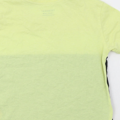 Primark Boys Yellow Colourblock Polyester Basic T-Shirt Size 5-6 Years Crew Neck