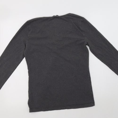 Now Womens Grey  Cotton Basic T-Shirt Size 14 V-Neck