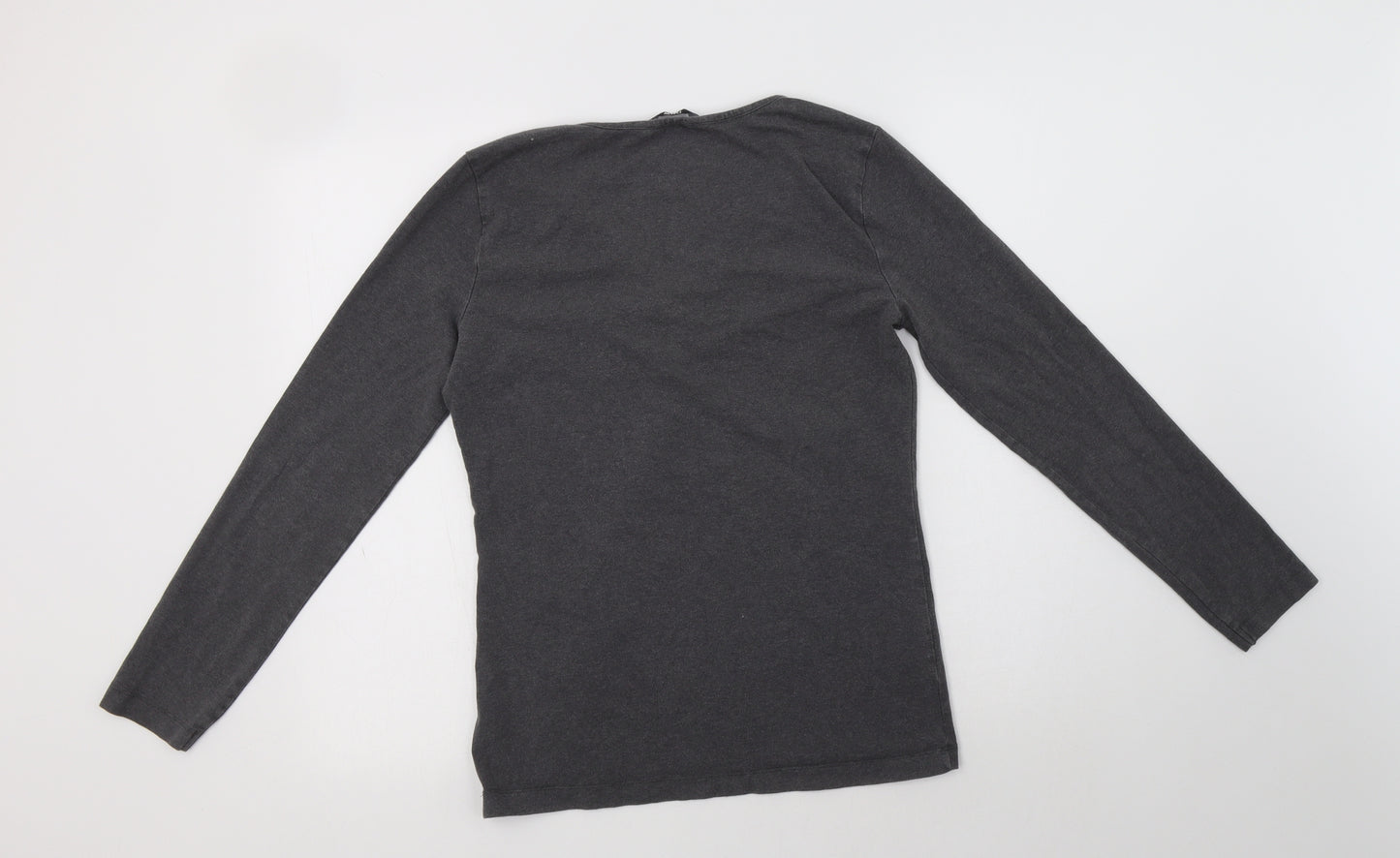 Now Womens Grey  Cotton Basic T-Shirt Size 14 V-Neck