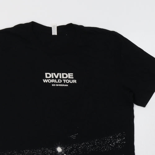 Canvas Womens Black  Cotton Basic T-Shirt Size L Crew Neck - Ed Sheeran