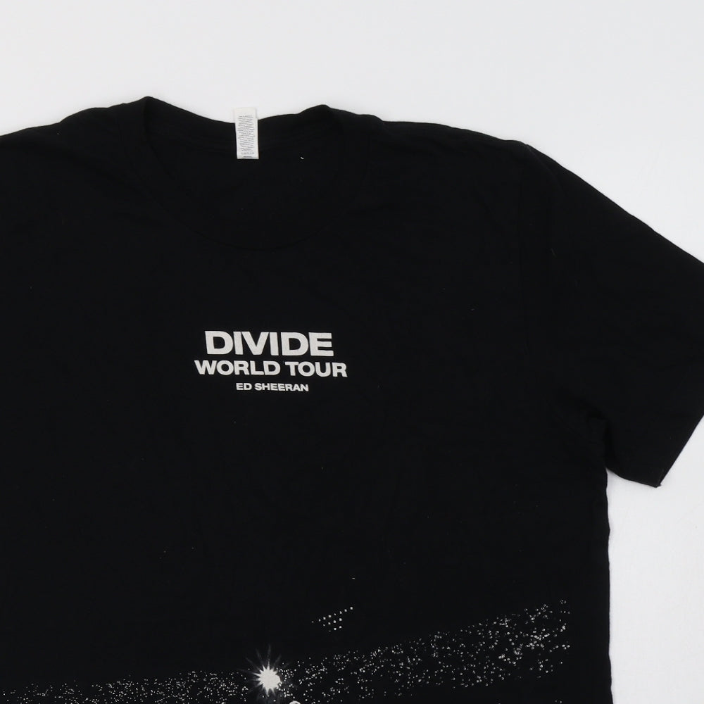 Canvas Womens Black  Cotton Basic T-Shirt Size L Crew Neck - Ed Sheeran
