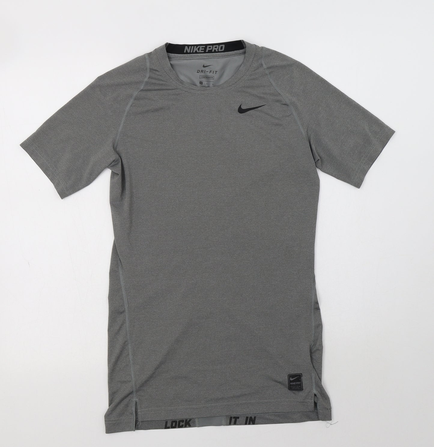 Nike Womens Grey  Polyester Basic T-Shirt Size M Crew Neck
