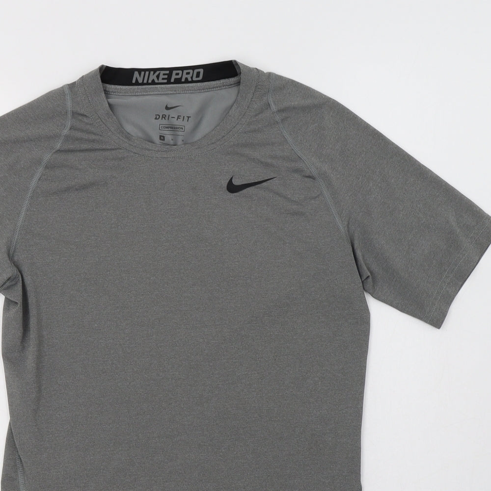 Nike Womens Grey  Polyester Basic T-Shirt Size M Crew Neck