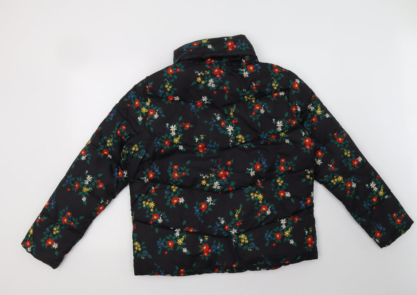 Matalan Womens Black Floral  Puffer Jacket Jacket Size 14  Zip