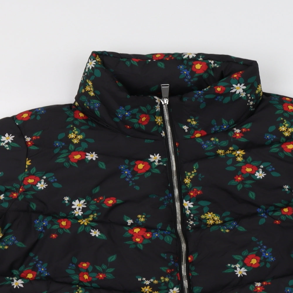 Matalan Womens Black Floral  Puffer Jacket Jacket Size 14  Zip