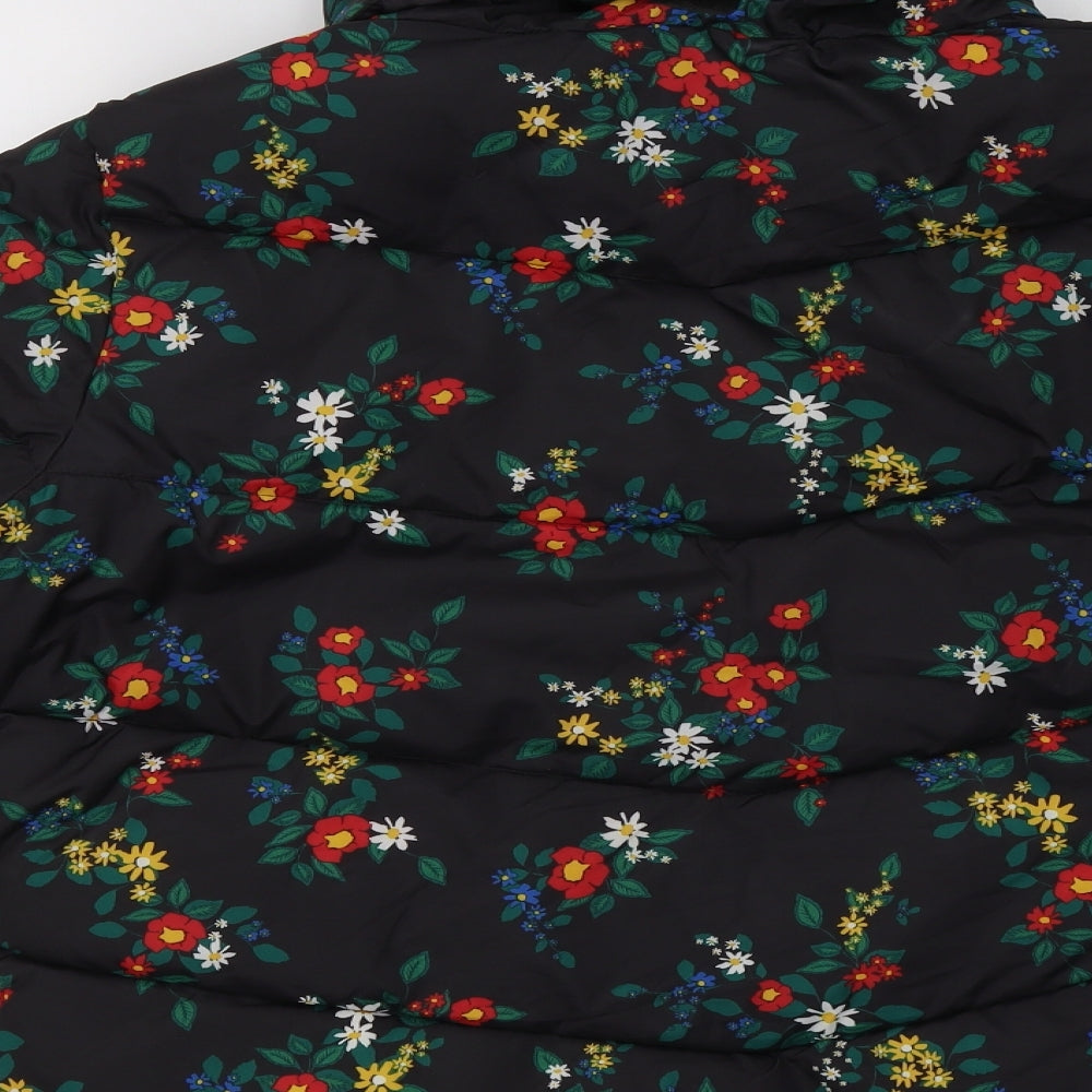 Matalan Womens Black Floral  Puffer Jacket Jacket Size 14  Zip