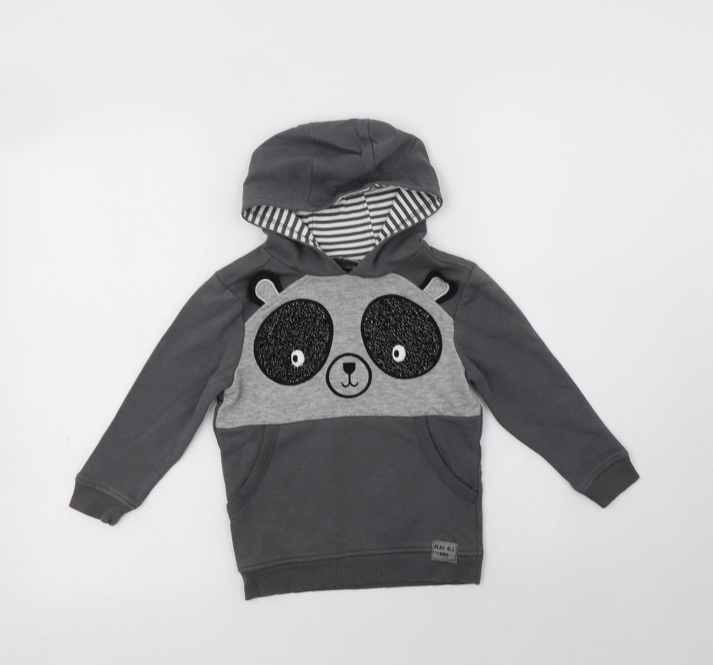 George Girls Grey  Cotton Pullover Sweatshirt Size 3-4 Years   - Panda