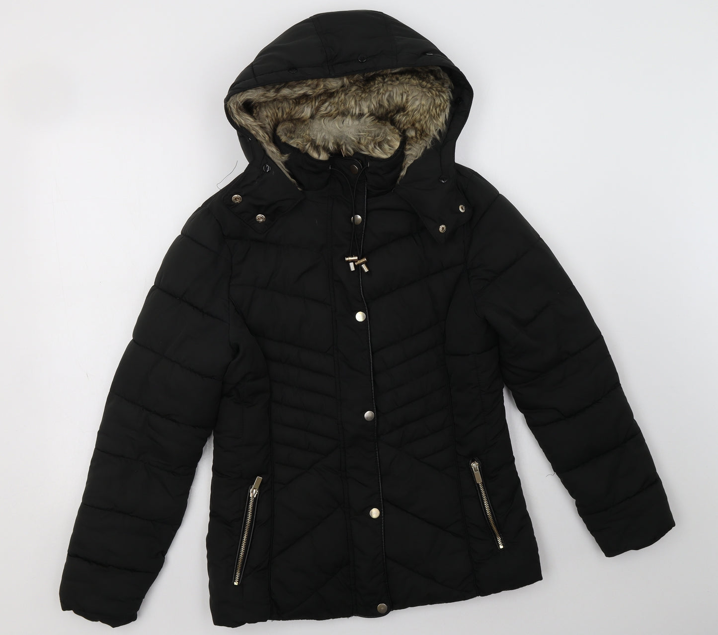 New Look Womens Black   Puffer Jacket Jacket Size 8  Zip