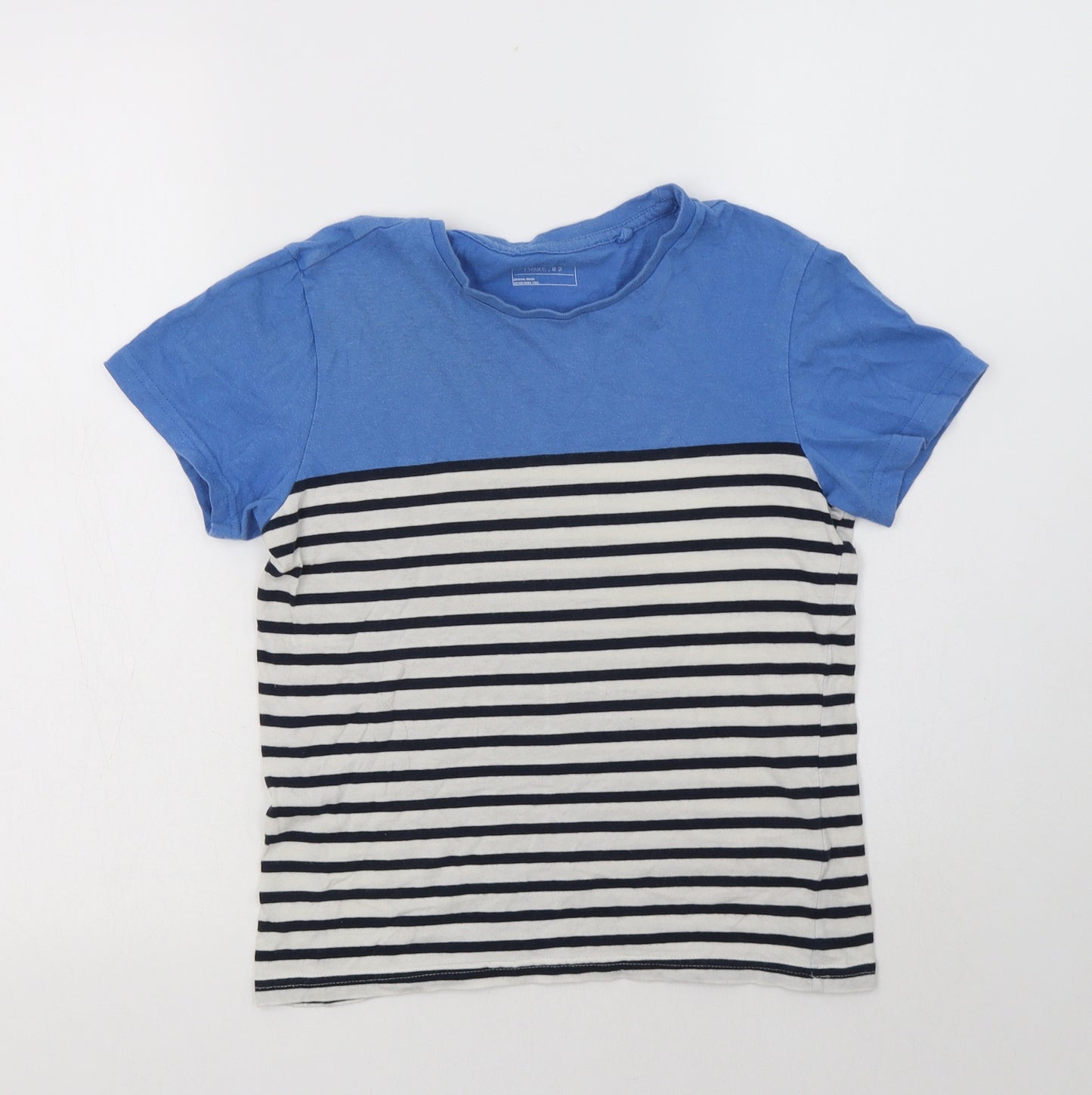 NEXT Boys Blue Striped Cotton Basic T-Shirt Size 8 Years Crew Neck