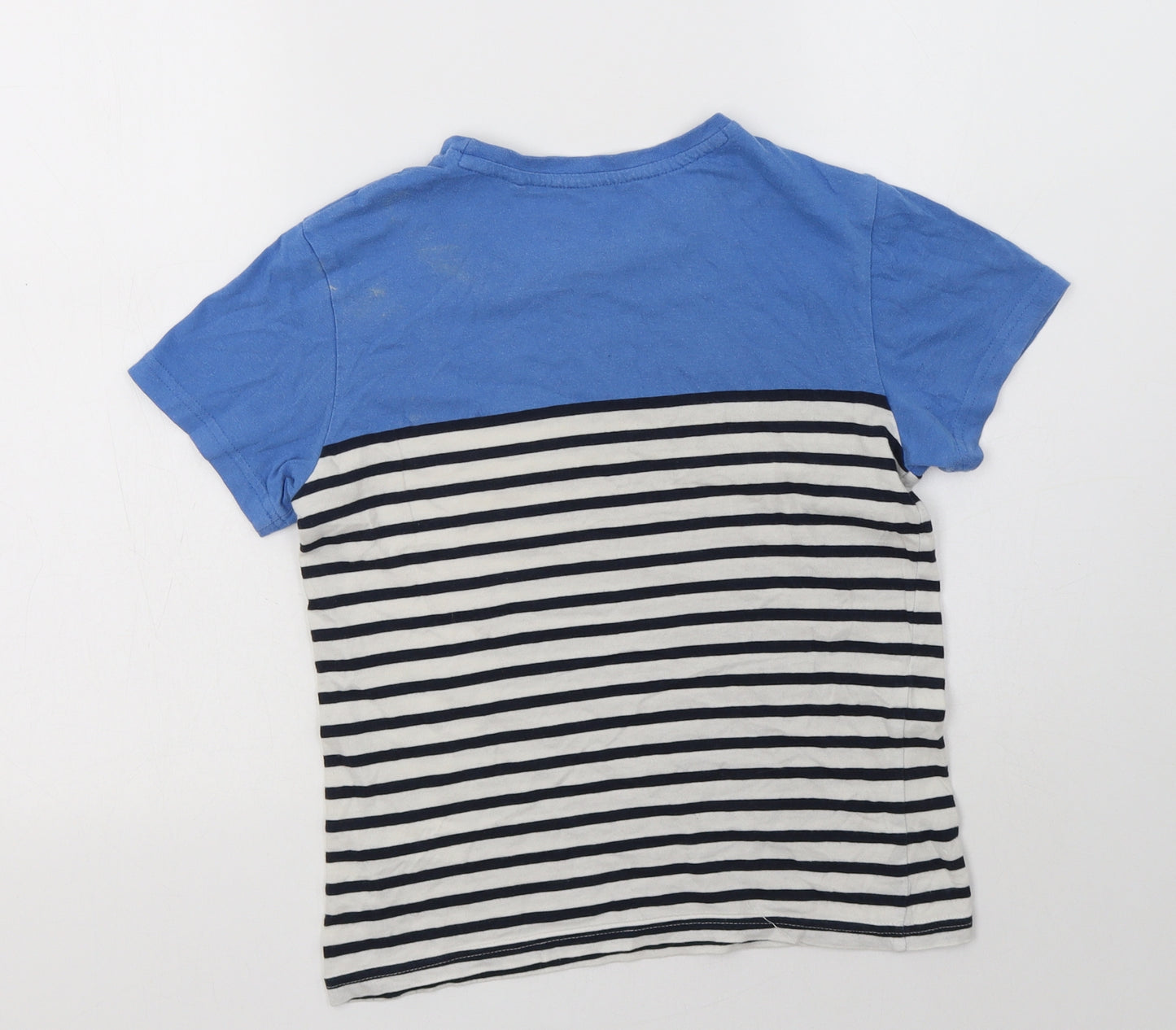 NEXT Boys Blue Striped Cotton Basic T-Shirt Size 8 Years Crew Neck