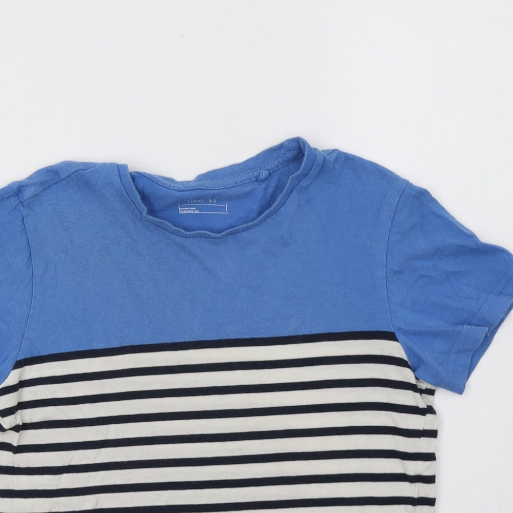 NEXT Boys Blue Striped Cotton Basic T-Shirt Size 8 Years Crew Neck